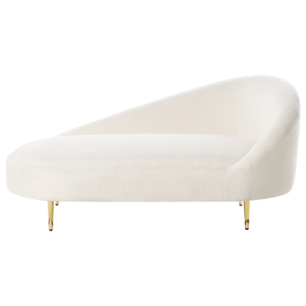 Chaise Lounge Rivestimento in poliestere Boucle bianco sporco Gambe dorate a destra Mobili da soggiorno di design moderno