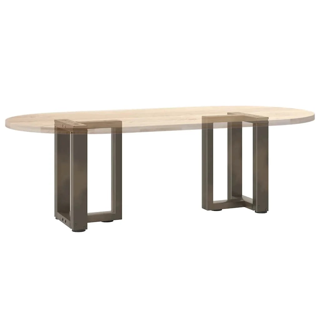 Set di 2 gambe robuste a T per tavolino da caffè 38 x 25 x 42 cm con piedini regolabili design moderno acciaio nero 02_0057297