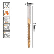 Trade Shop - Punta Trapano Elicoidale ø5mm X 71mm In Titanio Hss 4241 Per Metallo Legno 57149 -