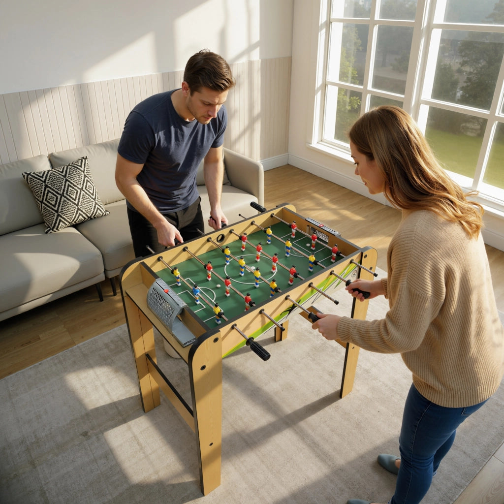 Tavolo da calcio per bambini in legno con marcatori e 18 giocatori ¨C zephmum ¨C naturale 75x66x75 cm