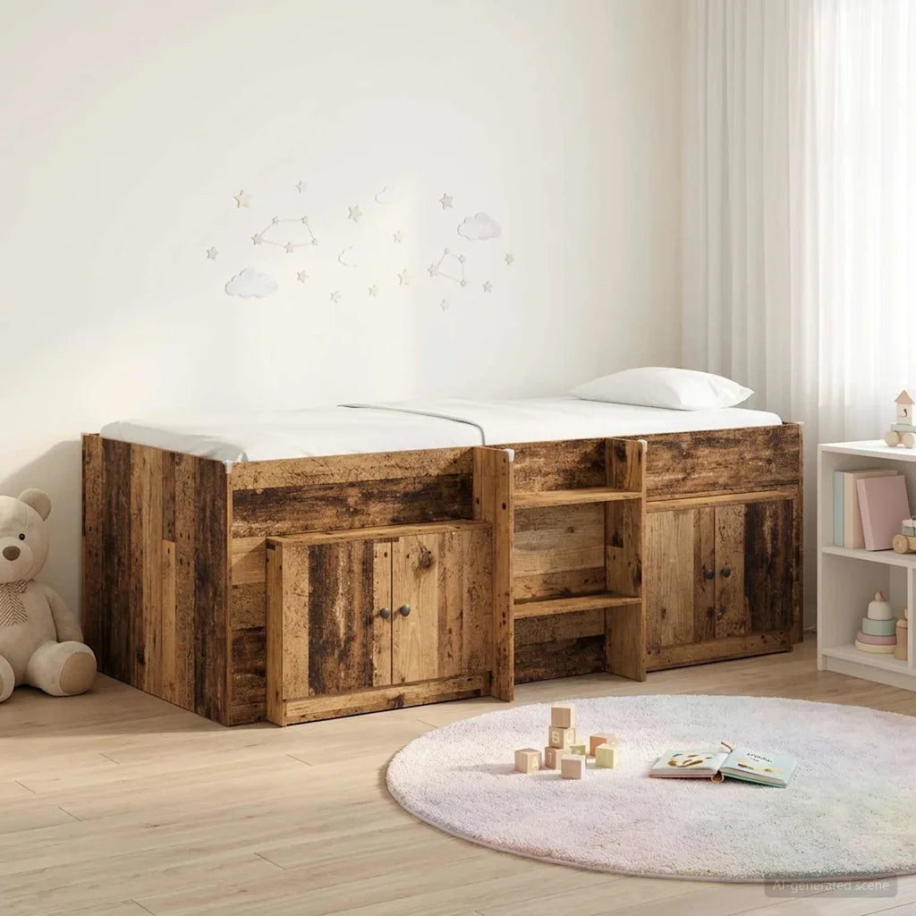 Struttura Letto Loft con Mobile con porta 3 pz Legno antico 3423396