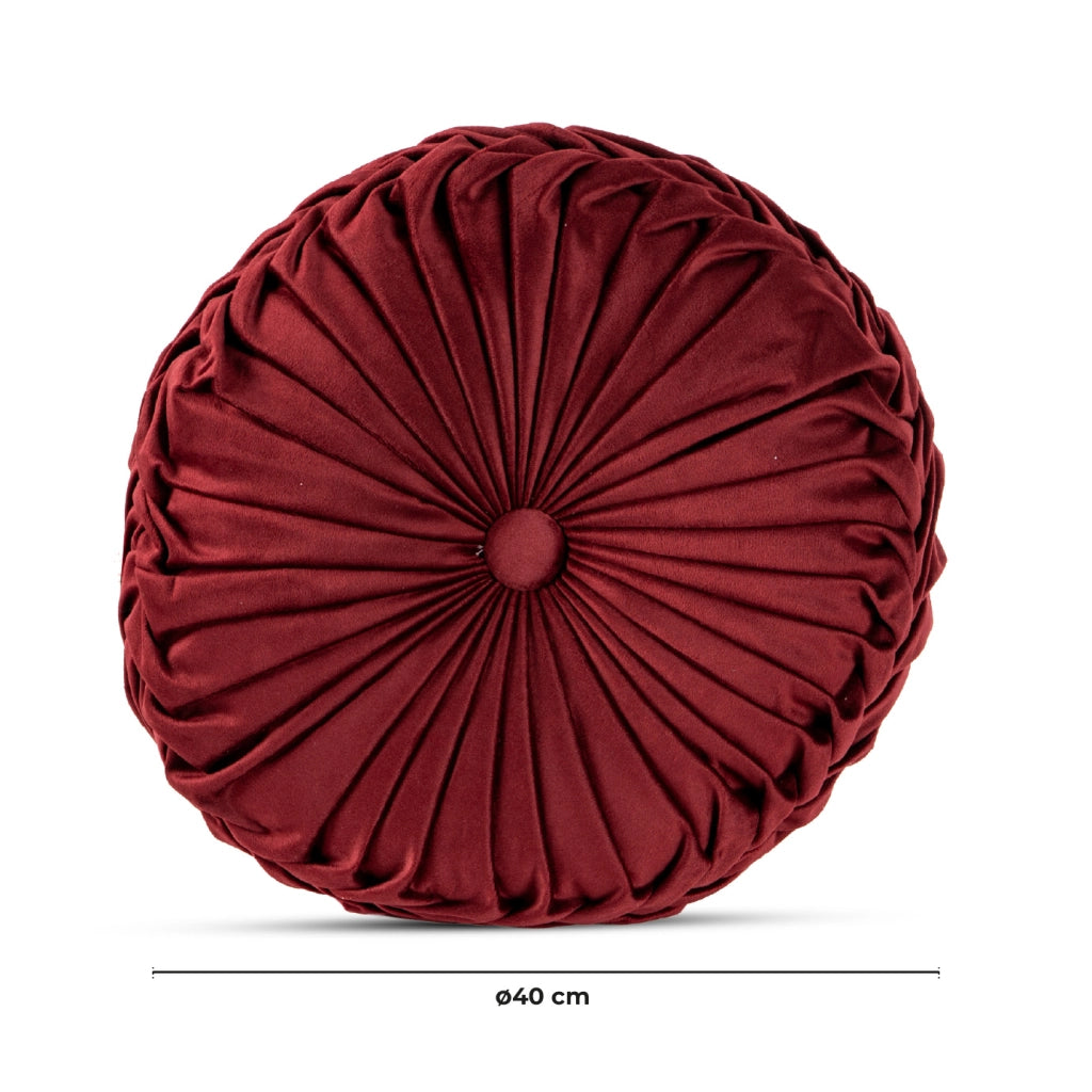 Cuscino Rotondo Zucca Effetto Velluto Circolari Per Divano Decorativo Letto 40 Cm  Bordeaux