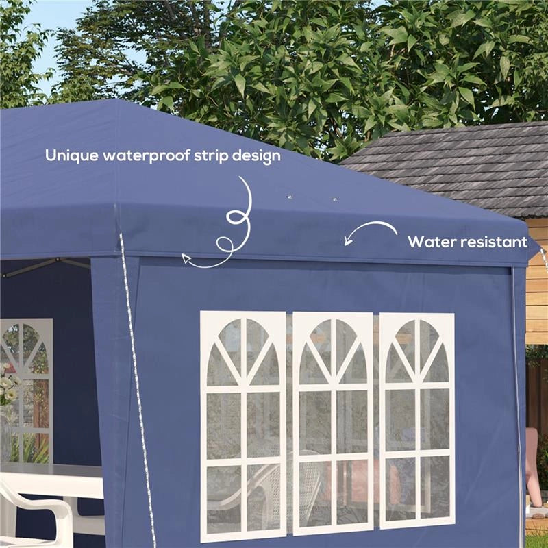 GAZEBO DA GIARDINO 6X3 M REGOLABILE IN ALTEZZA CON PARETI REMOVIBILI, IN ACCIAIO E POLIESTERE, BLU