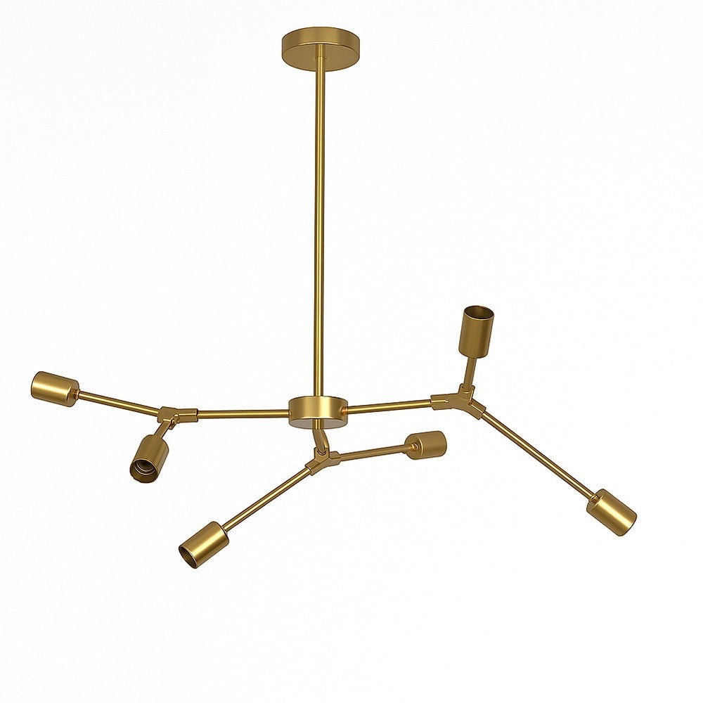 Trade Shop - Lampadario A Sospensione In Bronzo Geometrico Con 6 Bracci Attacco E27 Da Soffitto A45-6 -