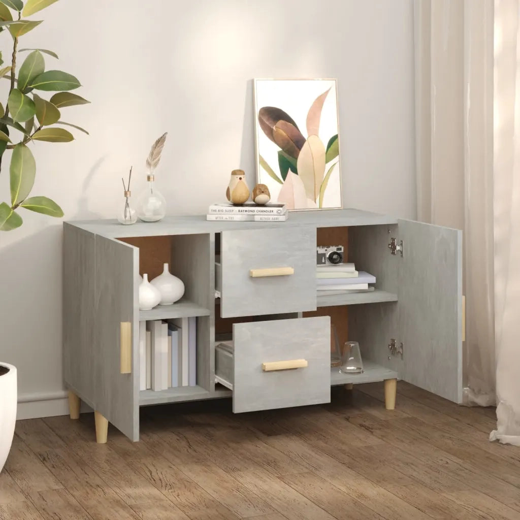 Credenza-Buffet-Armadio da cucina Grigio Cemento 100x36x60 cm in Legno Multistrato 339824