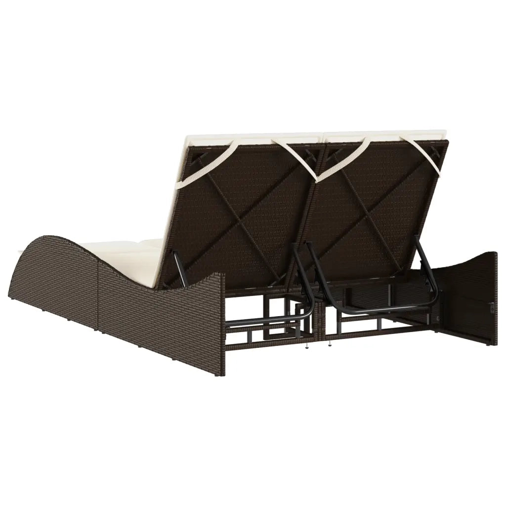 Lettino Prendisole | Sdraio da giardino | Lettino da sole con Cuscini Marrone 114x205x73 cm Polyrattan