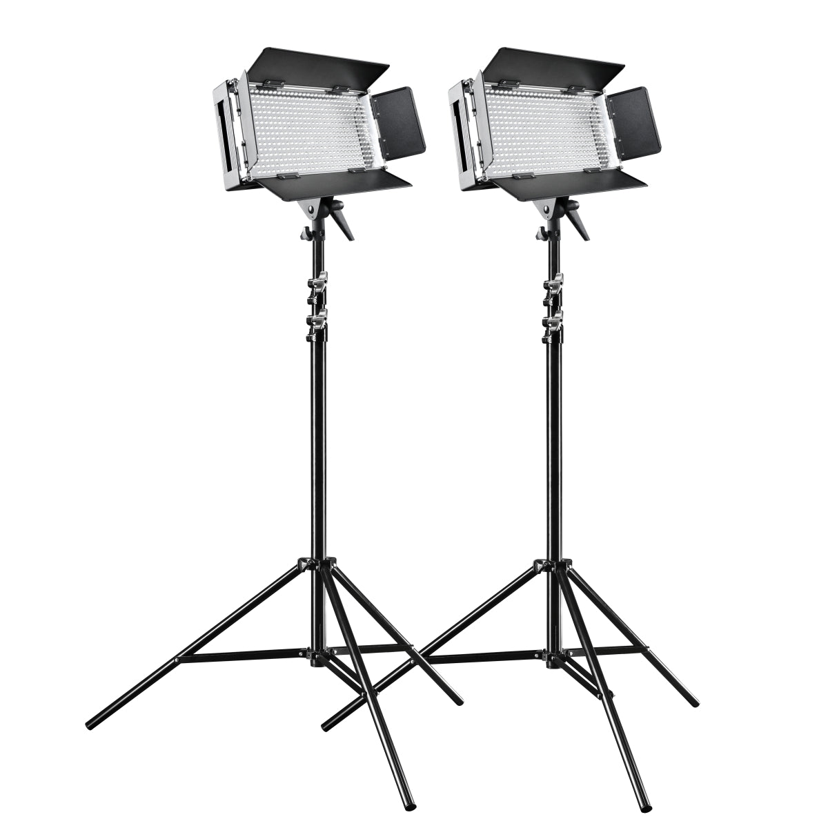 Pro 500 On Location Lightning Set (2 luci LED dimmerabili, 2 treppiedi per lampade WT-806 con borsa per il trasporto), 20375, 800 lux in uscita