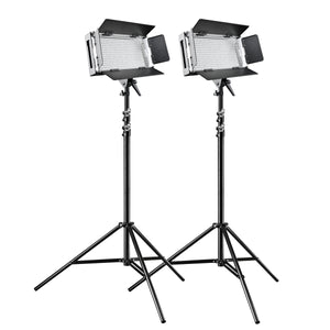 Pro 500 On Location Lightning Set (2 luci LED dimmerabili, 2 treppiedi per lampade WT-806 con borsa per il trasporto), 20375, 800 lux in uscita