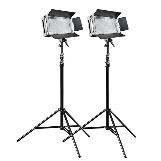 Pro 500 On Location Lightning Set (2 luci LED dimmerabili, 2 treppiedi per lampade WT-806 con borsa per il trasporto), 20375, 800 lux in uscita
