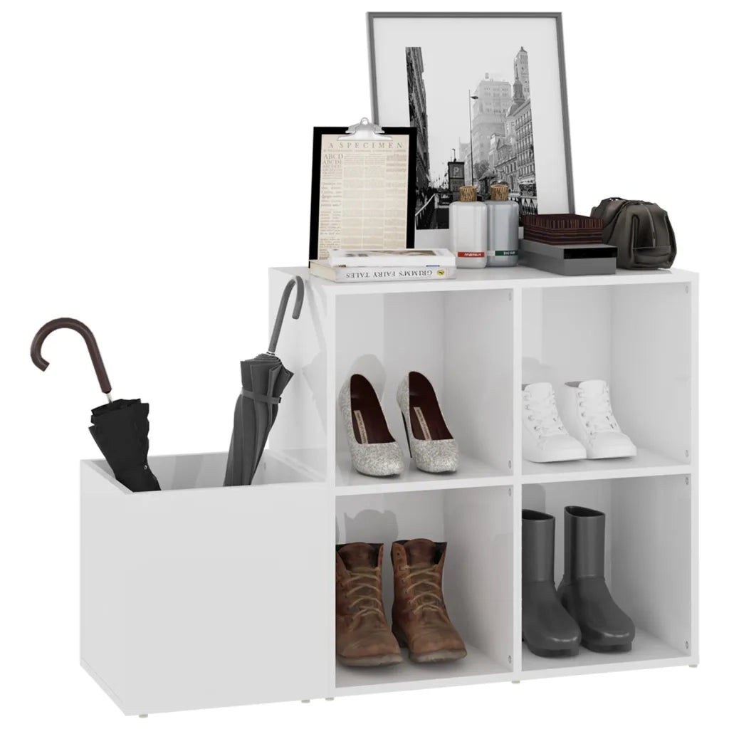 Scarpiera Ingresso Bianco Lucido 105x35,5x70 Legno Multistrato 808257