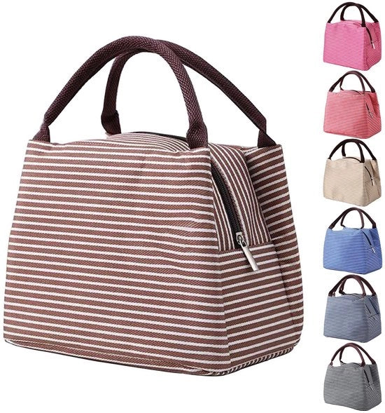 Borsa pranzo isolata Borsa pranzo impermeabile Borsa da picnic riciclabile per bambini donne uomini ufficio scuola picnic (5.5L, marrone)