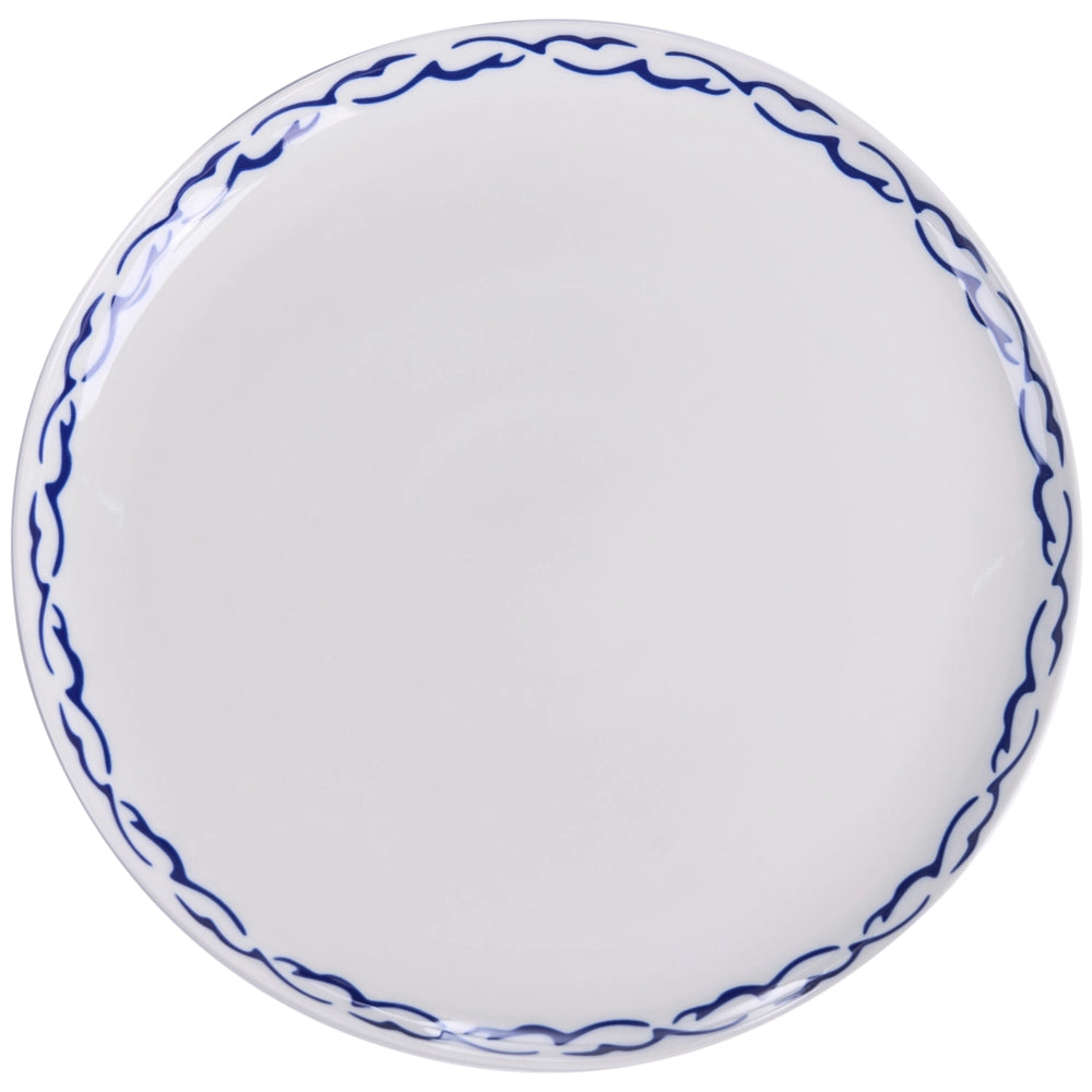 Servizio da tavola in porcellana bianco e blu 24 pezzi, finitura smaltata, bordo decorativo, per 8 persone, realizzato a mano, sala da pranzo, cucina