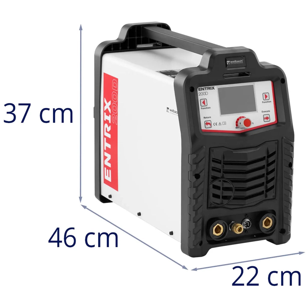 Saldatrice TIG AC/DC 200A ciclo di lavoro 80% LCD digitale pulsato acciaio al carbonio plastica nera e bianca 14_0009715