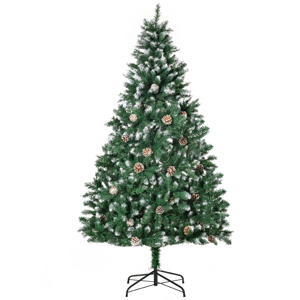 Albero di Natale Artificiale 180 cm ¨C zephmum ¨C Pino con 59 Pigne, Effetto Neve, 1111 Punte per Interni