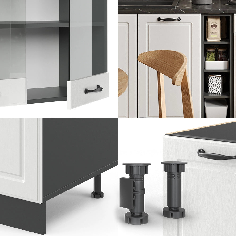 Vicco Cucina completa Bianco casa di campagna/antracite 160 cm , PL Marmo