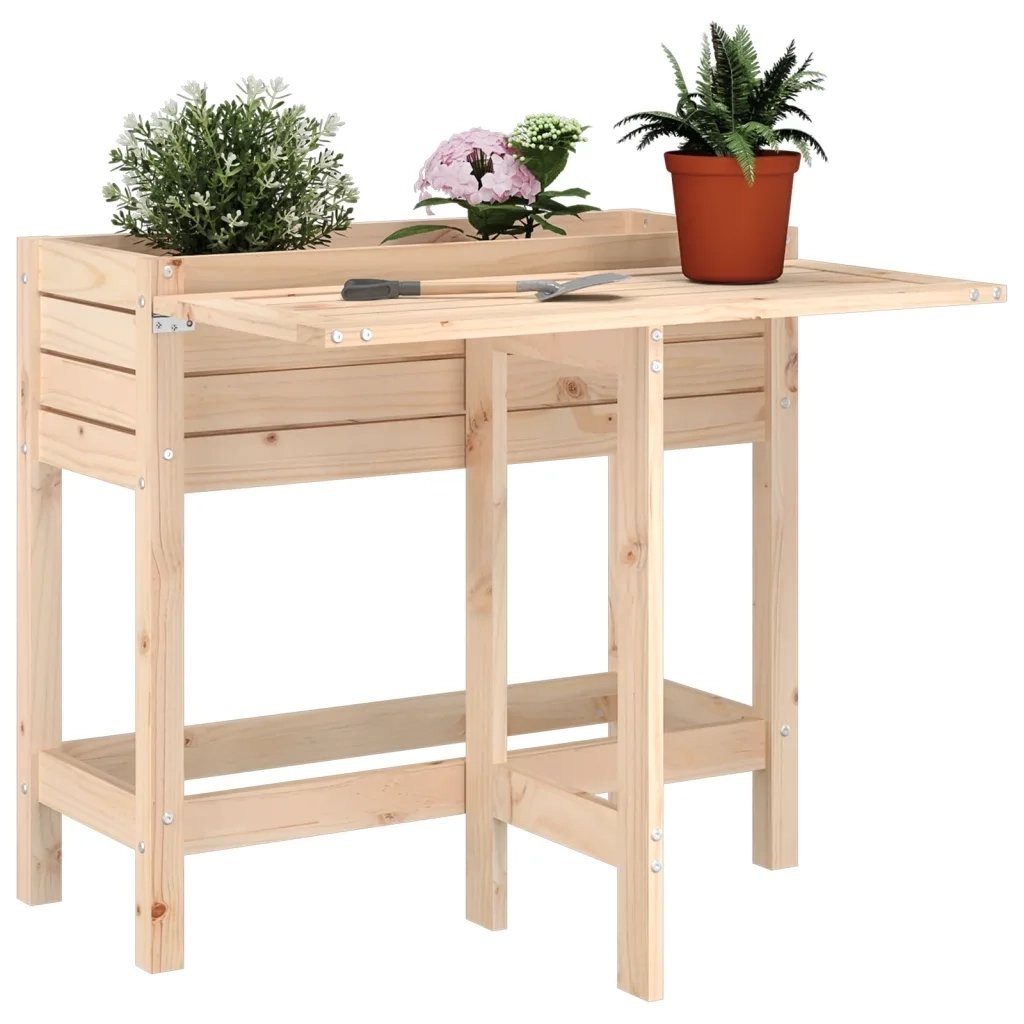 Fioriera da Giardino con Piano Pieghevole Legno Massello Pino 825121