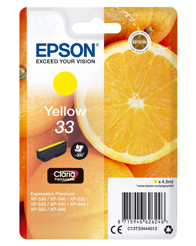 Epson Oranges C13T33444010 cartuccia d'inchiostro 1 pz Originale Giallo
