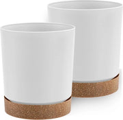 Set di due vasi in plastica decorativa bianchi per piante grandi e piccole - diametro 24 cm