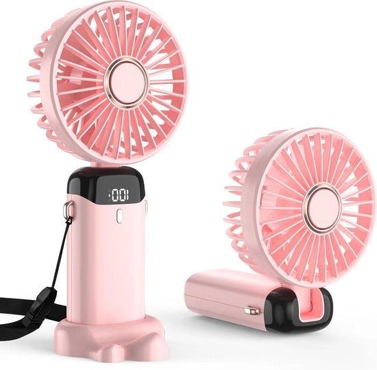 Mini ventilatore 5000 mAh ricaricabile - Ventilatore portatile USB - Ventilatore da tasca - 5 velocità - Ventilatore da tavolo pieghevole - Rosso