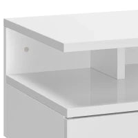 Set da 2 Comodini Moderni Sospesi con Cassetto e Mensola in Legno 35x32x22.5cm, Bianco Lucido