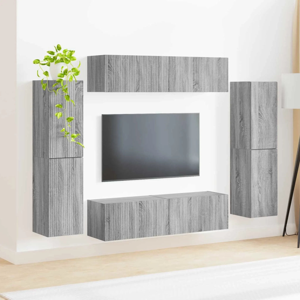 Set mobile TV 8 pcs Grigio Sonoma Legno multistrato