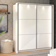 Armadio Camera da Letto Cerchio, Guardaroba Grande Appendiabiti, 179x210h cm Bianco Opaco