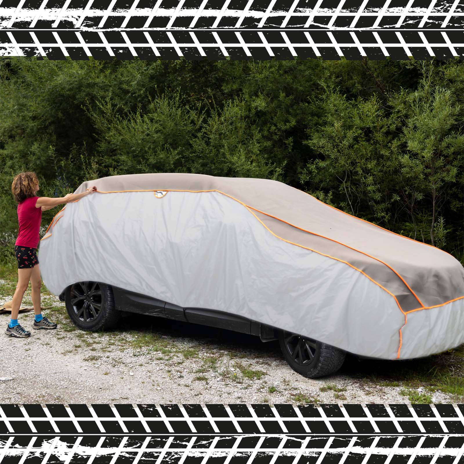 Telo copriauto integrale S 406x165x119 cm Telone di protezione auto contro grandine neve e pioggia