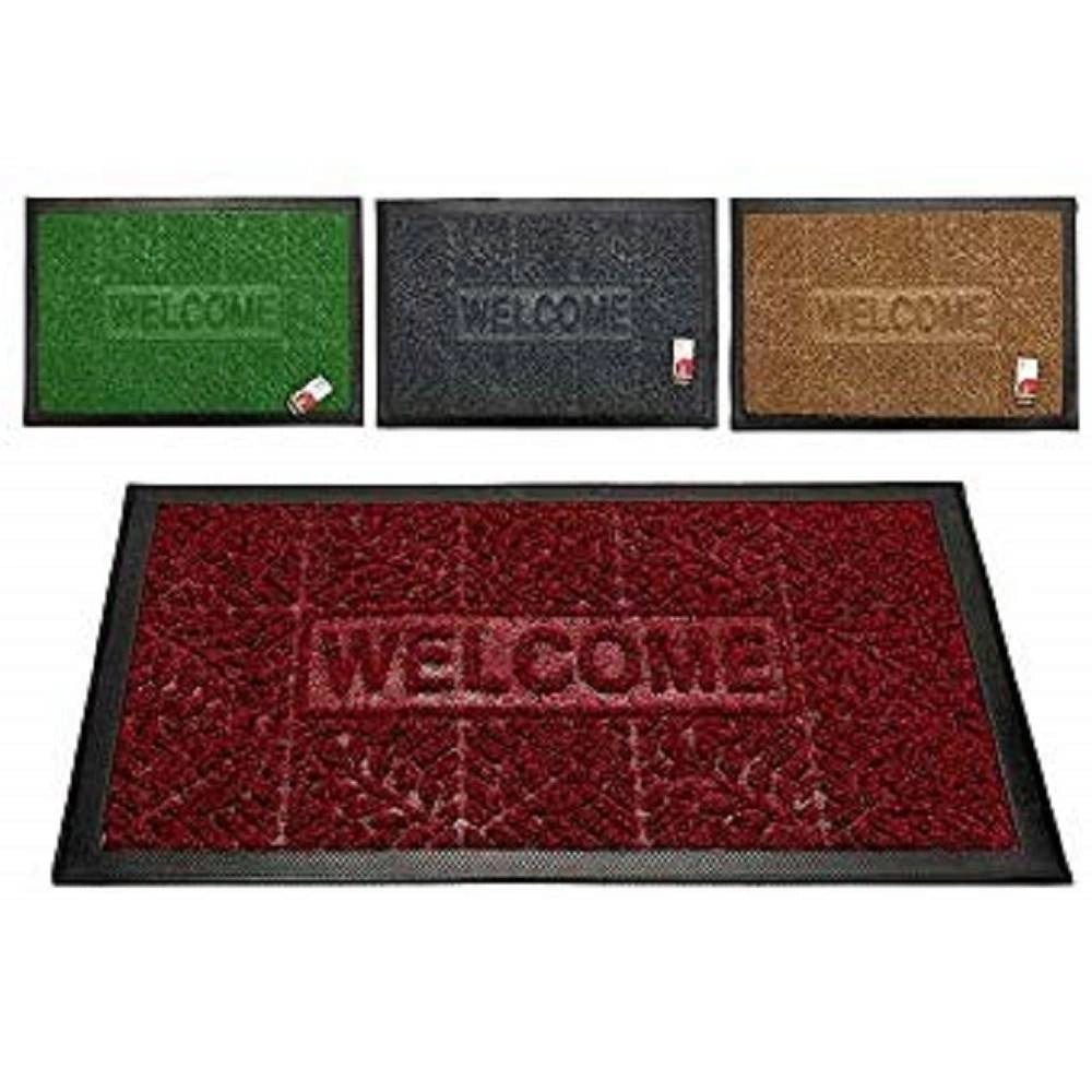 Trade Shop - Zerbino Tappeto In Gomma Scritta Welcome Rettangolare 60x40cm Antiscivolo Ingresso -