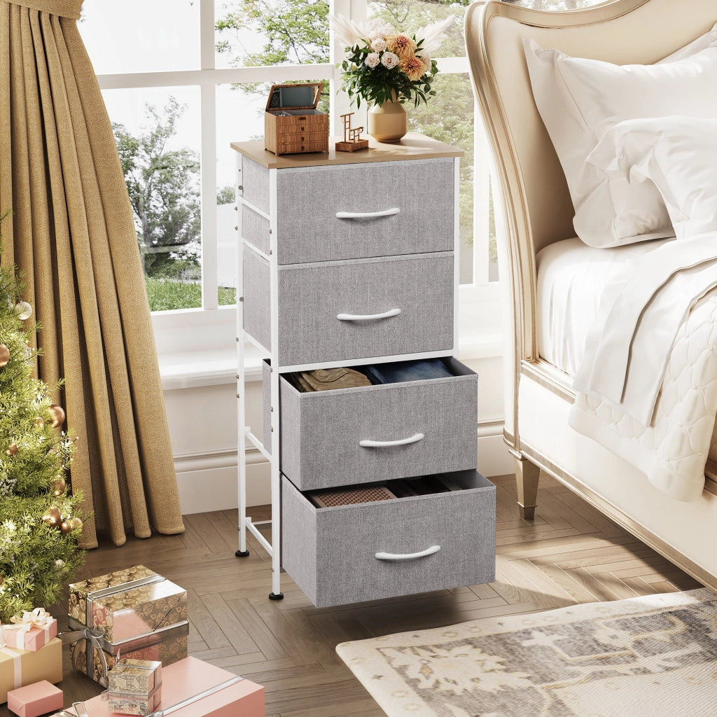 Cassettiera con 4 cassetti in tessuto ¨C zephmum ¨C grigio chiaro 60x40x