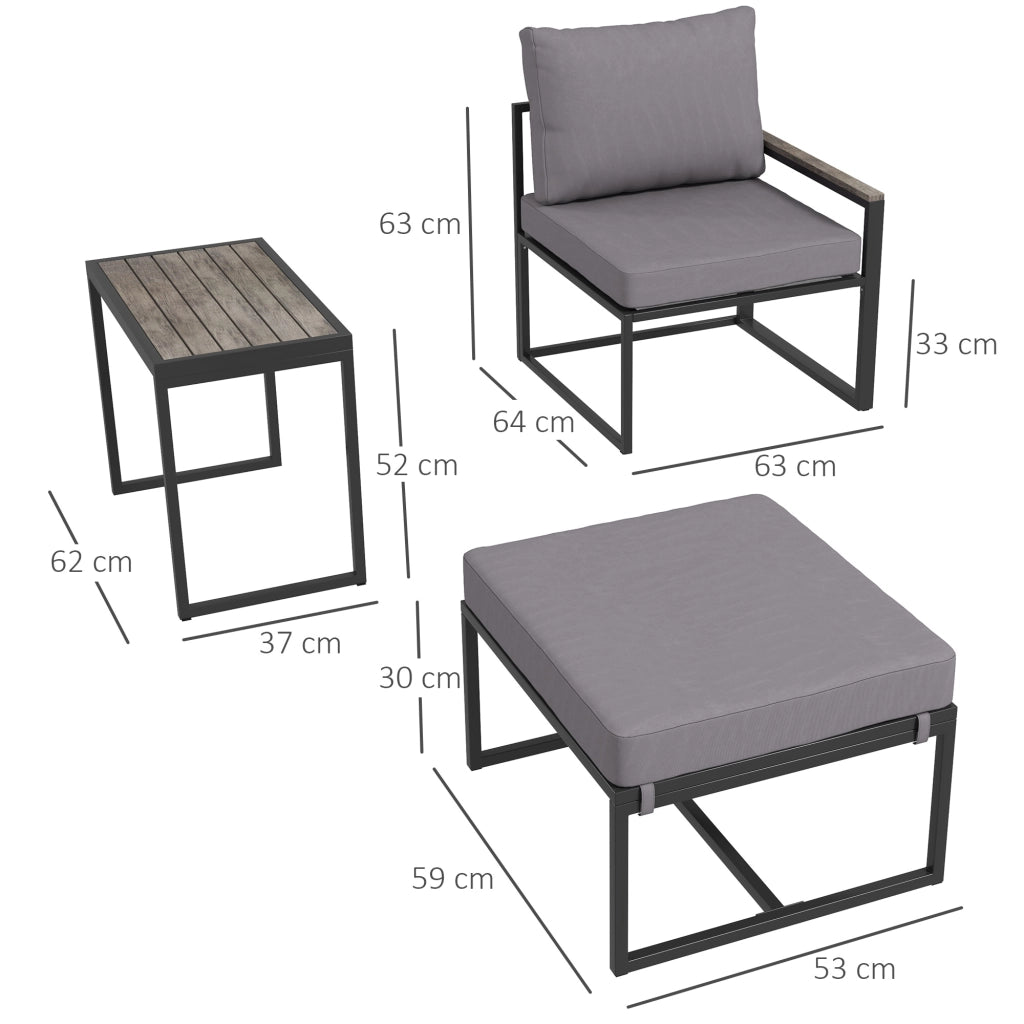 Set Divano da Giardino 2 Posti con Tavolino e Cuscini ¨C Zephmum ¨C Grigio Polyrattan