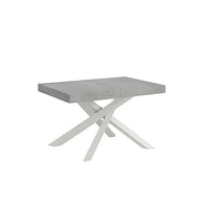 Tavolo allungabile 140/400x90 cm Volantis colore cemento gambe bianche