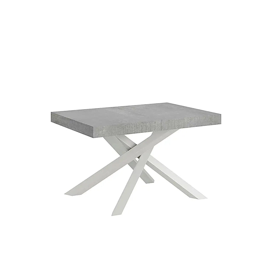 Tavolo allungabile 140/400x90 cm Volantis colore cemento gambe bianche