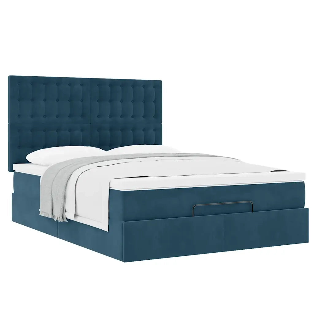 Struttura Letto Pouf con Materassi 140x190 cm in Velluto
