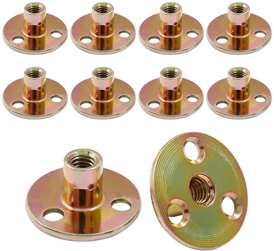 10 Pacchi di Viti a T M10x37x2,5mm, con Boccole Ronde, in Acciaio Inox Galvanizzato, per Mobili Fissi