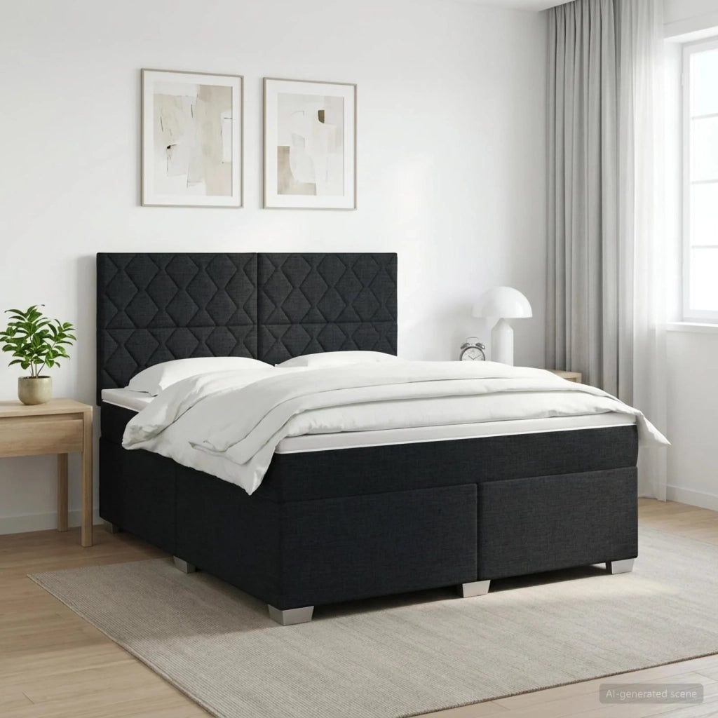 Letto box spring con materasso Nero 140 x 190 cm Tessuto 3453411