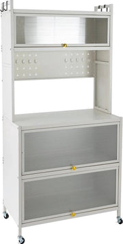 Organizzatore per cucina - Accessorio per forno a microonde - Con ruote - Incluso attacco per appendiabiti - Dimensioni 80x40x162,5 (LxBxH)