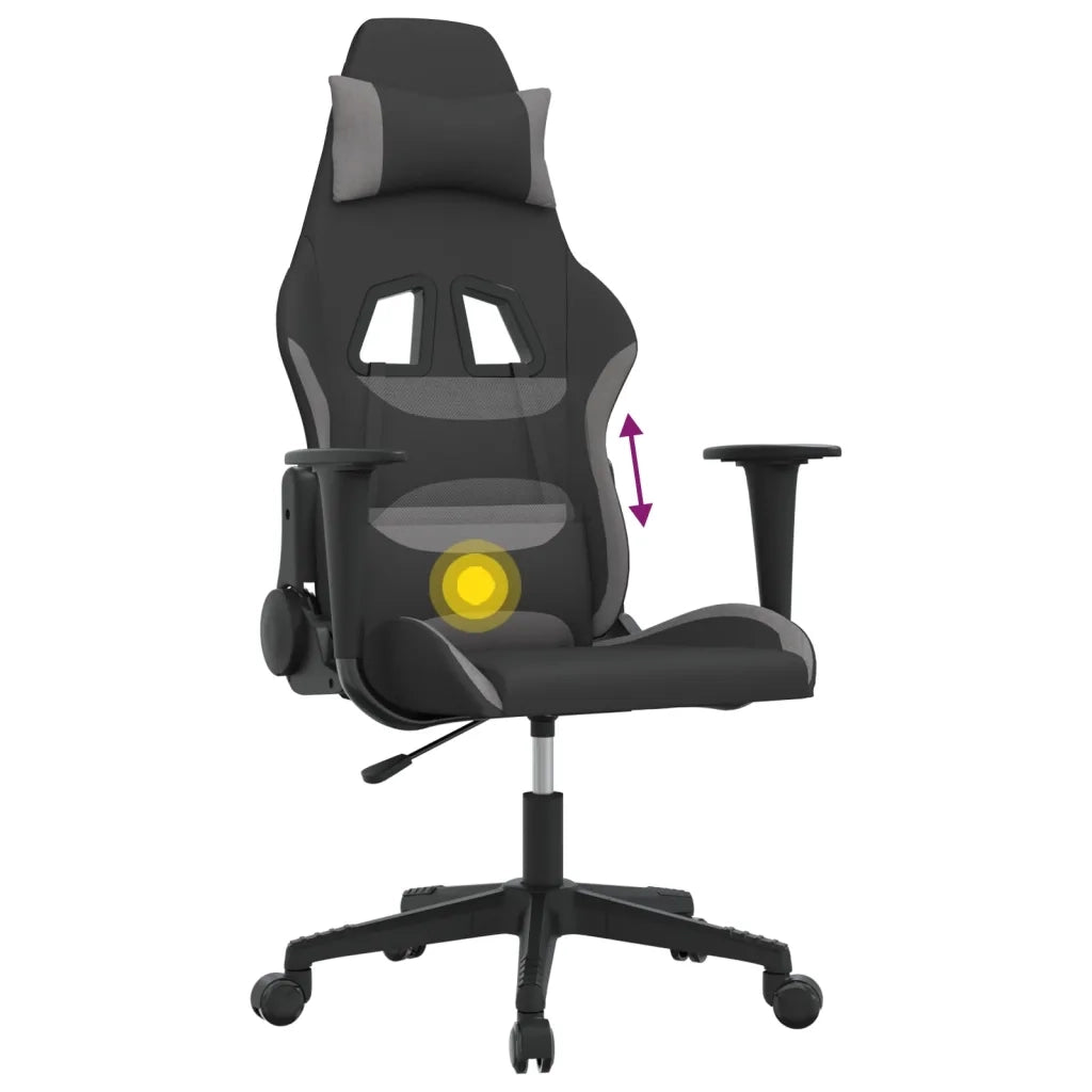 Sedia da Gaming | Sedia da e-sports Nero e Grigio Chiaro in Tessuto