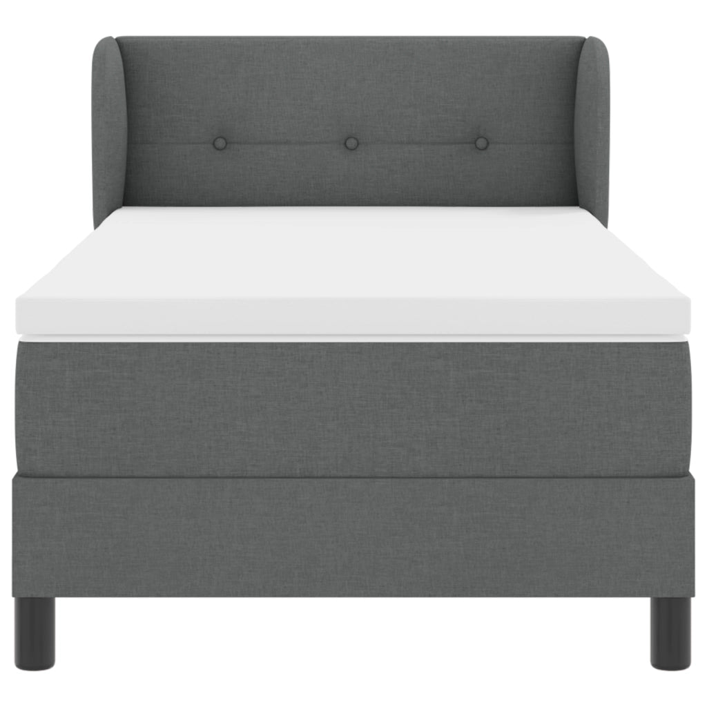 Letto a Box Spring con Materasso Grigio Scuro 80x200 cm Tessuto