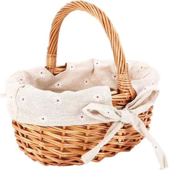 Mandino di paglia a fiori artigianale a mano - Piccolo mandino di fiori realizzato a mano - Cesto di picnic regalo