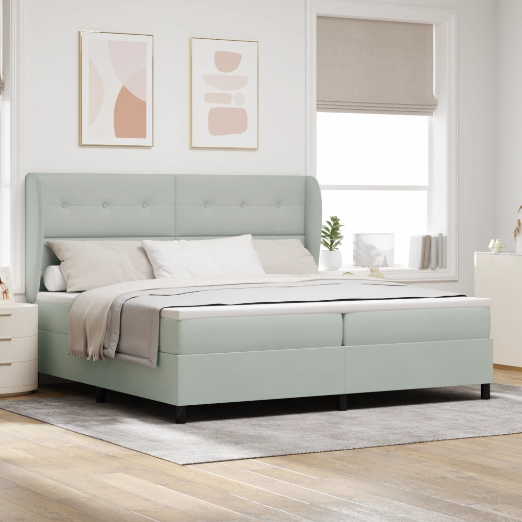 Letto Box Spring con Materasso  Grigio Chiaro 200x200 cm Velluto
