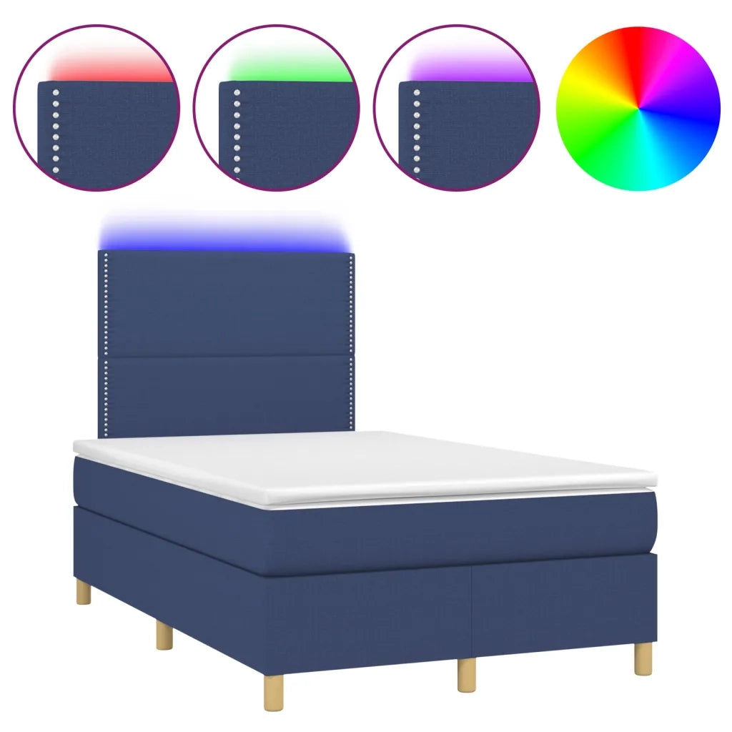 Letto a Molle con Materasso e LED Blu 120x200cm in Tessuto cod mxl 62645