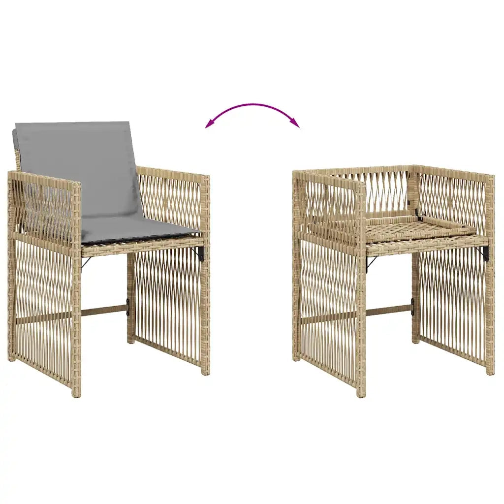 Sedie da Giardino con Cuscini 4 pz Beige Misto in Polyrattan