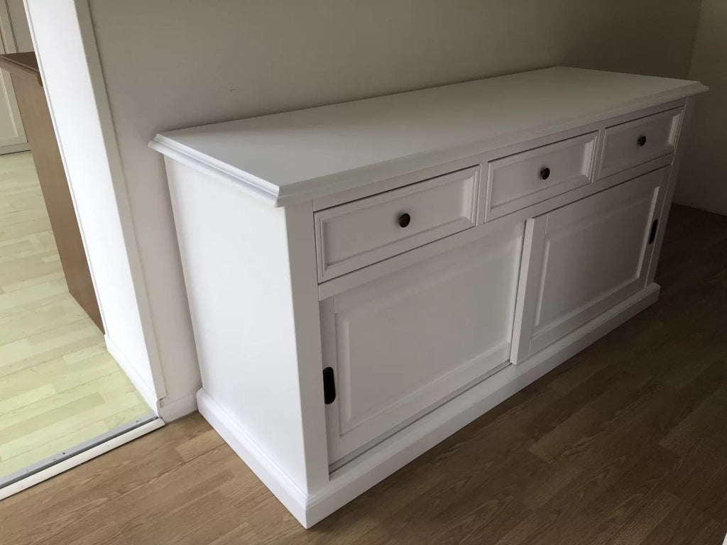Madia credenza 2 porte scorrevoli legno bianco l.157 p.53 h.78 - Mobili 2G