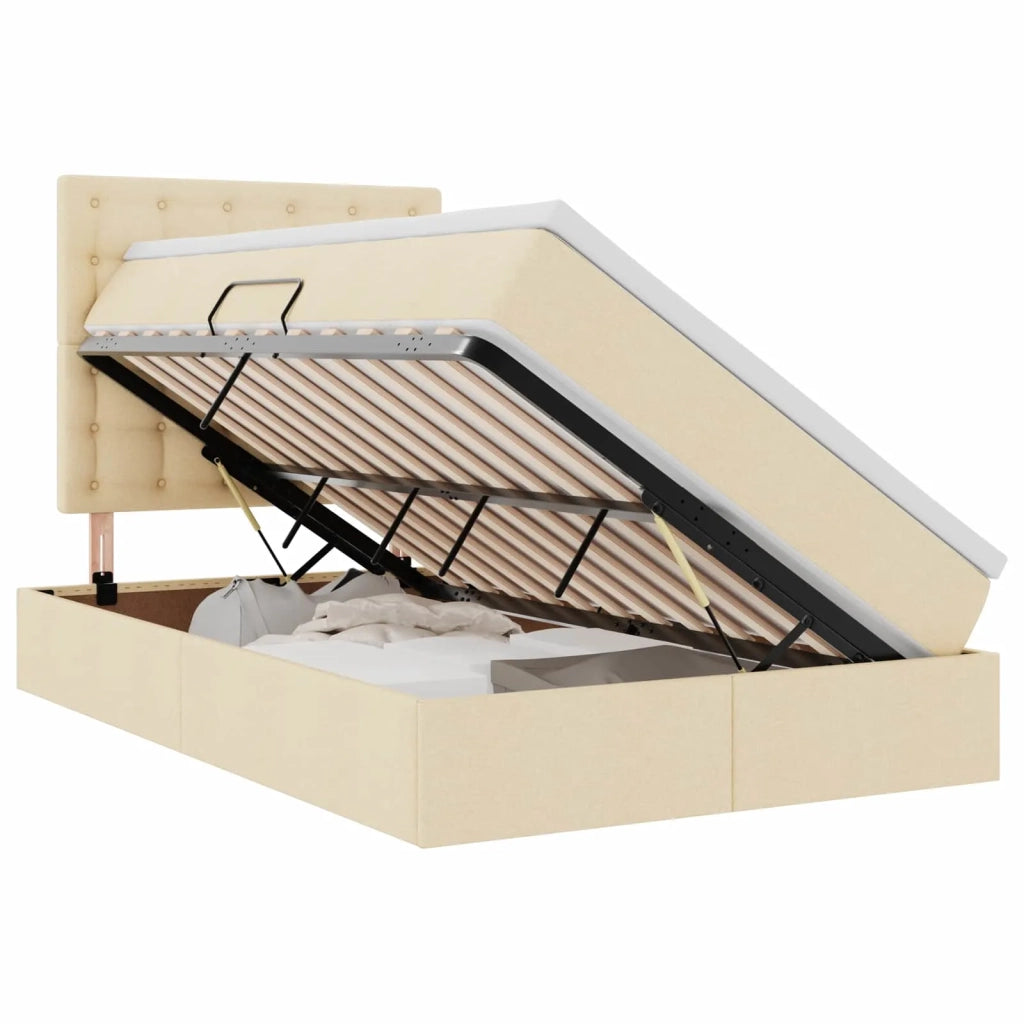 Letto con contenitore e materasso Crema 120 x 200 cm Poliestere