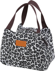 Borsa da pranzo riutilizzabile per adulti | Borsa da pranzo da lavoro, studenti e bambini | Disegno leopardo | Nero