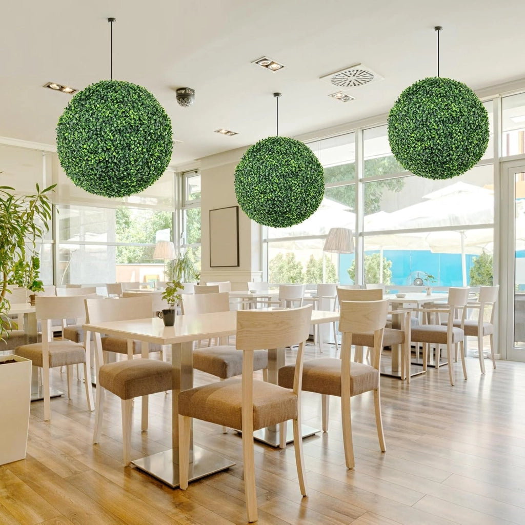 Set di 2 palline di topiaria artificiale, piante sferiche finte, 50 cm, arbusti verdi rotondi, resistenti al sole, palline decorative per giardino, cortile, matrimonio
