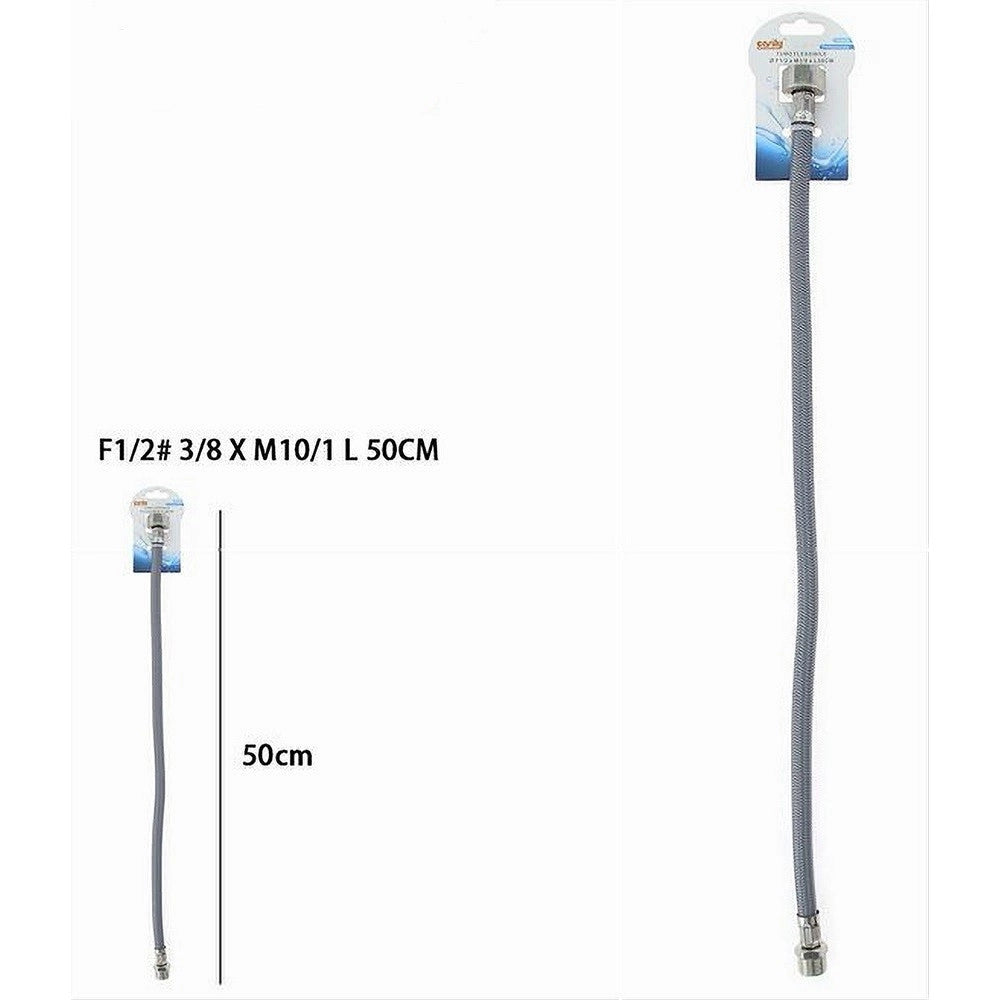 Trade Shop - Tubo Flessibile Flessibili Rubinetto Miscelatore Acqua 50cm F1/2 3/8 X M10/1 87381 -