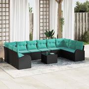 Set Divano da Giardino 11 pcs Nero e Turchese polyrattan 3354905