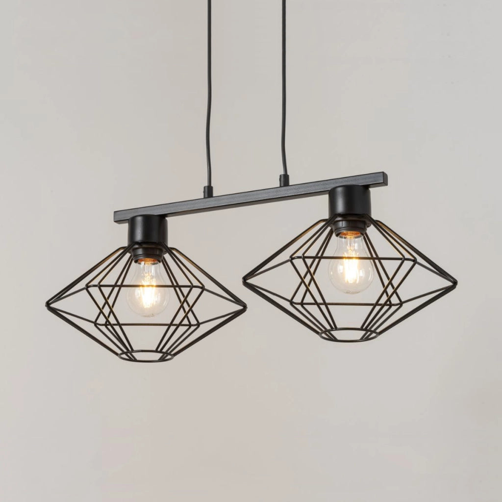 Lampada a sospensione nera industriale Vario 2xE27