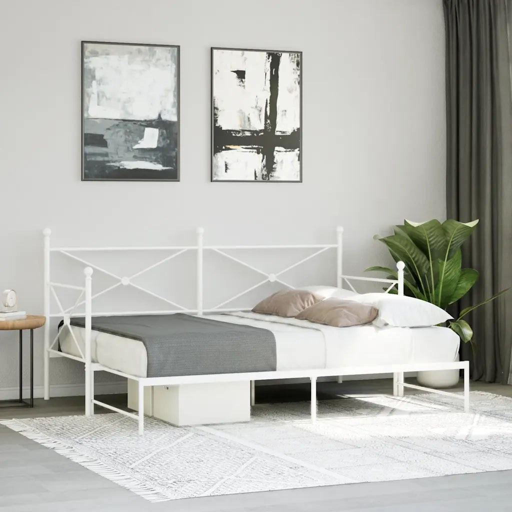 Divano Letto Estraibile senza Materasso Bianco 75x190cm Acciaio 4104686